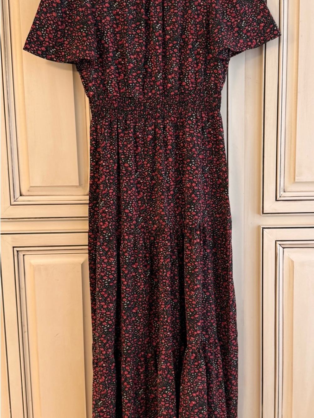SHEIN Black Maxi Dress with Pink Floral Print